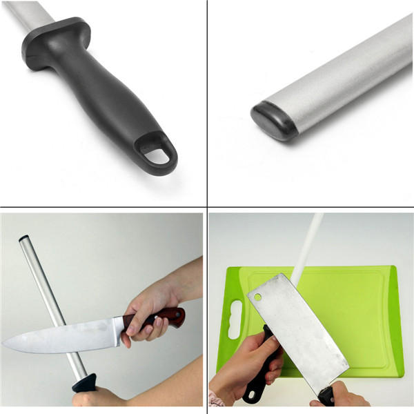 Diamond Sharpener Steel Rod Knife Sharpening Tool, 8 Inch 600 Grit